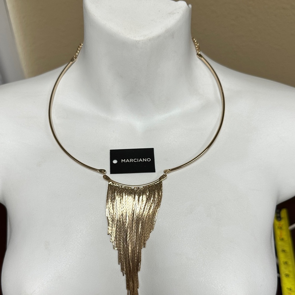 Marciano Gold-Tone Cascading Fringe Choker Necklace